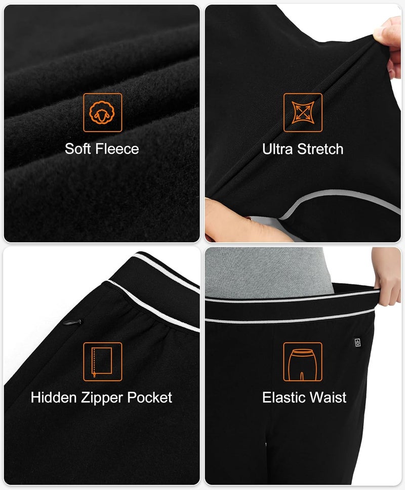 FERNIDA Women Heated Pants with Battery Pack Fleece Heated Thermal Long Johns 7.4V Electric Heated Leggings for Outdoor, Home - Image 4